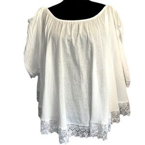 Off the Shoulder Blouse with Lace Detail on Trim